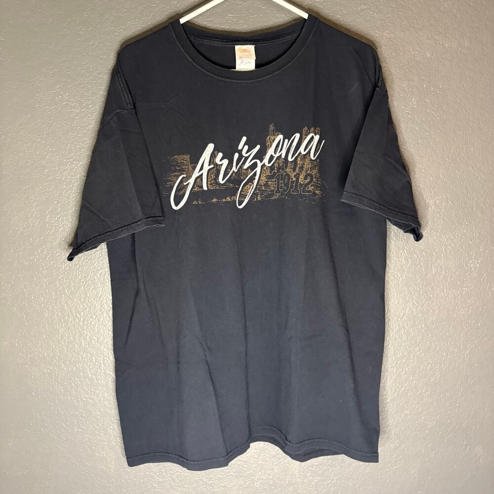 Y2K Skater Arizona Graphic T Shirt Mens XL Black 2000s Fruit of the Loom